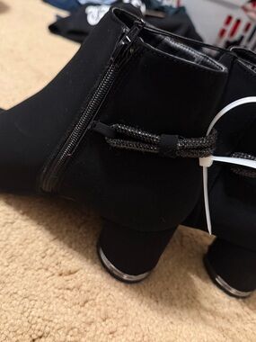 London Fog Black Ankle Booties with Braided Back Detail
